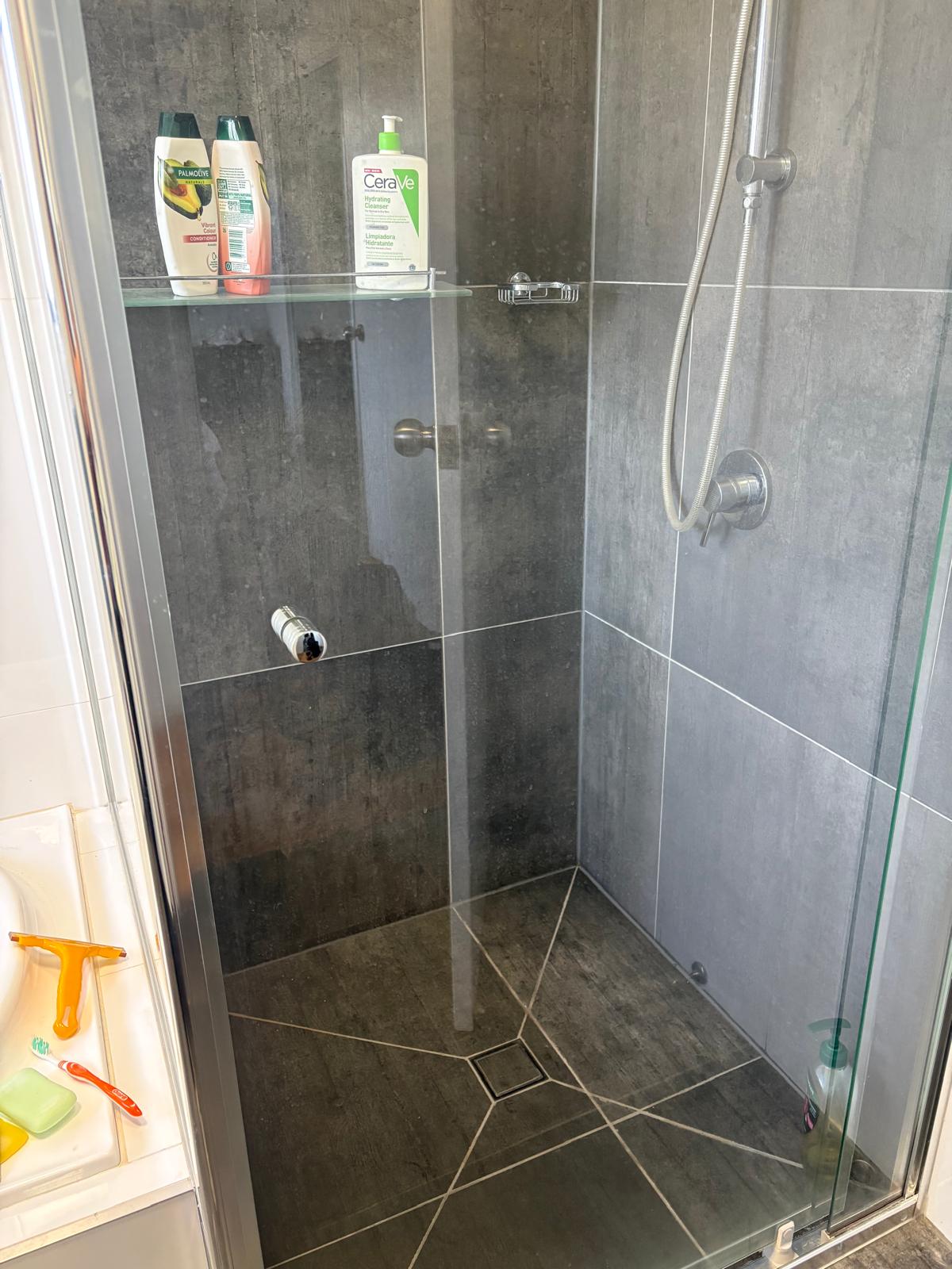 Shower before cleaning